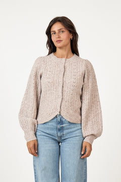 Koteas Cable Knit Cardigan - Beige Melange