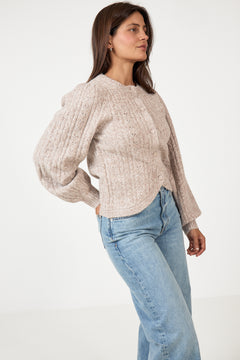 Koteas Cable Knit Cardigan - Beige Melange