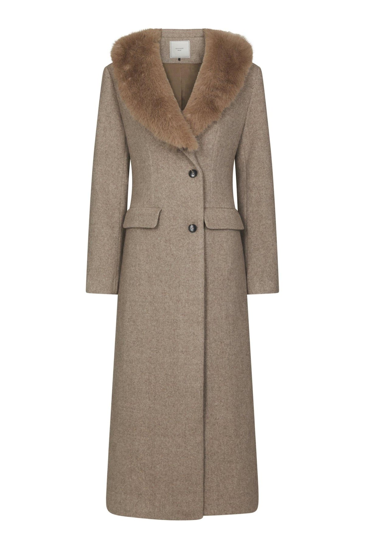 Corina Herringbone Twill Coat - Beige Melange