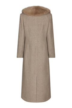 Corina Herringbone Twill Coat - Beige Melange
