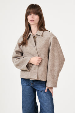 Hamra Herringbone Twill Jacket - Beige Melange