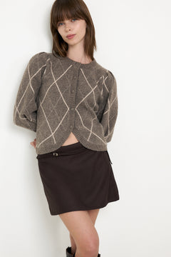 Koteas Check Knit Cardigan - Taupe