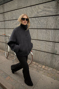 Fiona Short Wool Coat - Mörkgrå melange