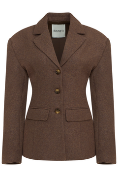 Nicoline Hourglass Blazer - Dark Brown Melange