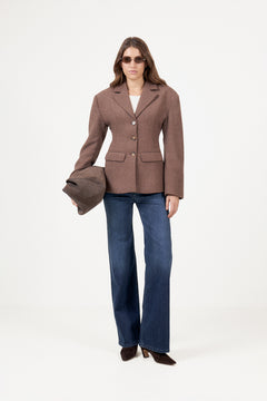 Nicoline Hourglass Blazer - Dark Brown Melange