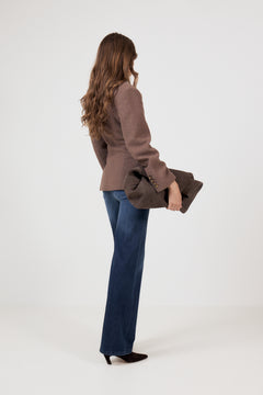 Nicoline Hourglass Blazer - Dark Brown Melange