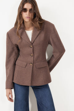 Nicoline Hourglass Blazer - Dark Brown Melange