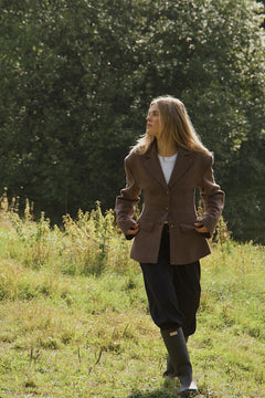 Nicoline Hourglass Blazer - Dark Brown Melange