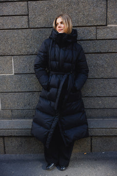 Mina Down Maxi Coat - Black