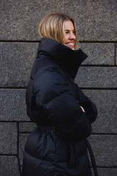 Mina Down Maxi Coat - Black