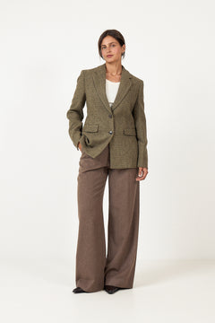 Ava Wool Trouser - Dark Taupe Melange