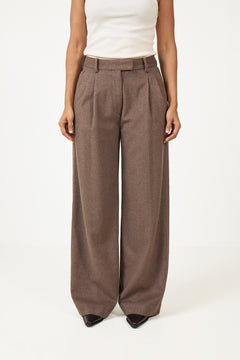 Ava Wool Trouser - Dark Taupe Melange