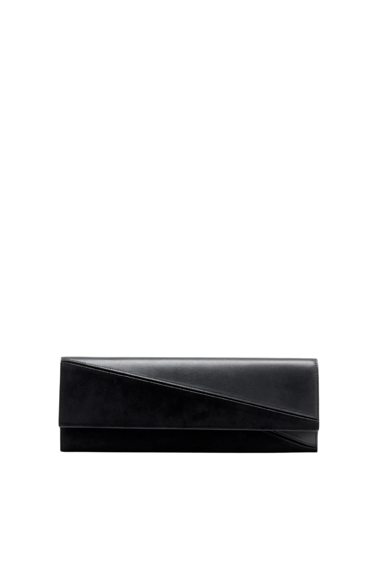 Hex Clutch In Smooth Calf And Lux Suede - Black