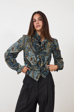 Catroux Ls Silk Blouse - Prussian