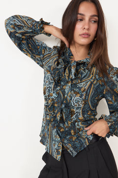 Catroux Ls Silk Blouse - Prussian