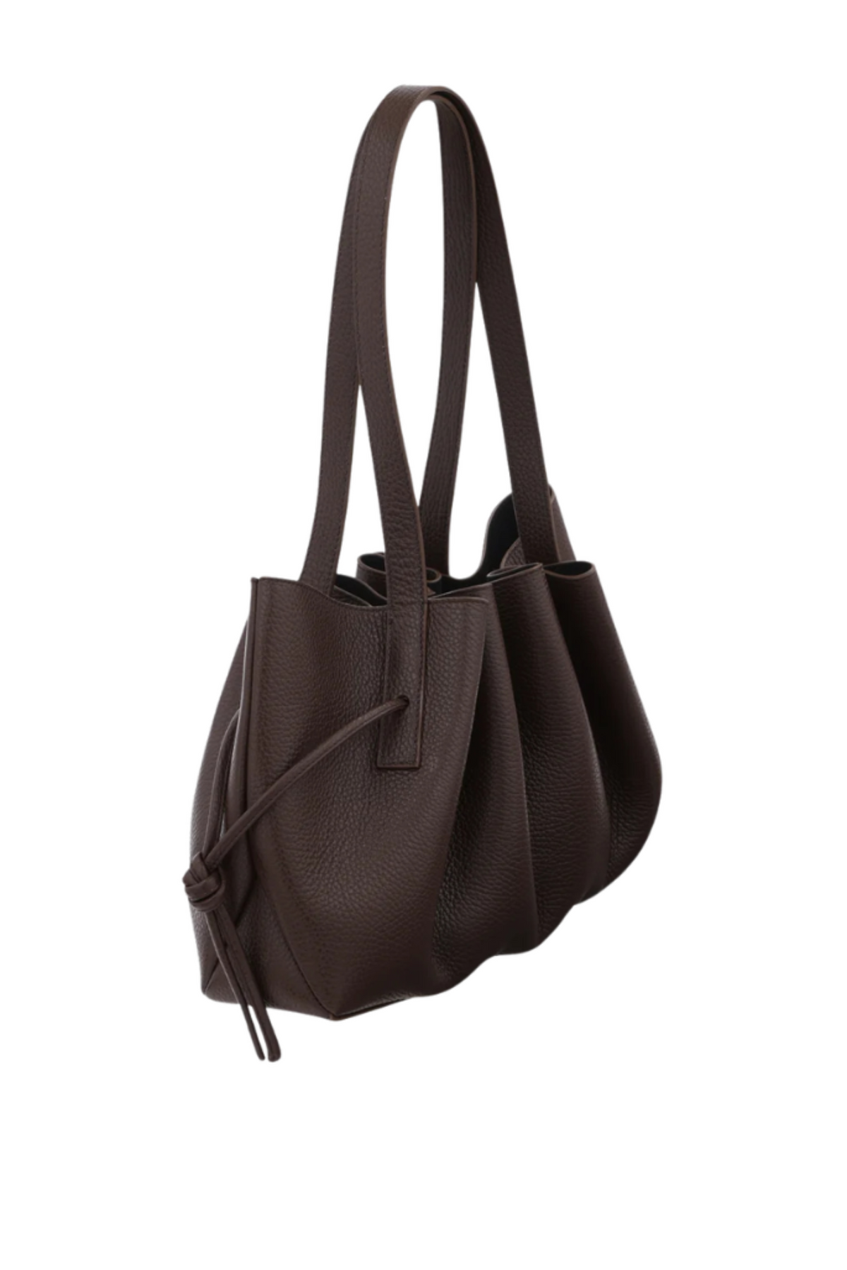 Scallop Axelväska Pebble Grain Leather - Espresso