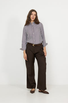 Reg Classic Poplin Striped Shirt - Darkened Wine