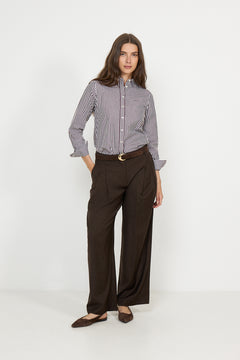 Reg Classic Poplin Striped Shirt - Darkened Wine