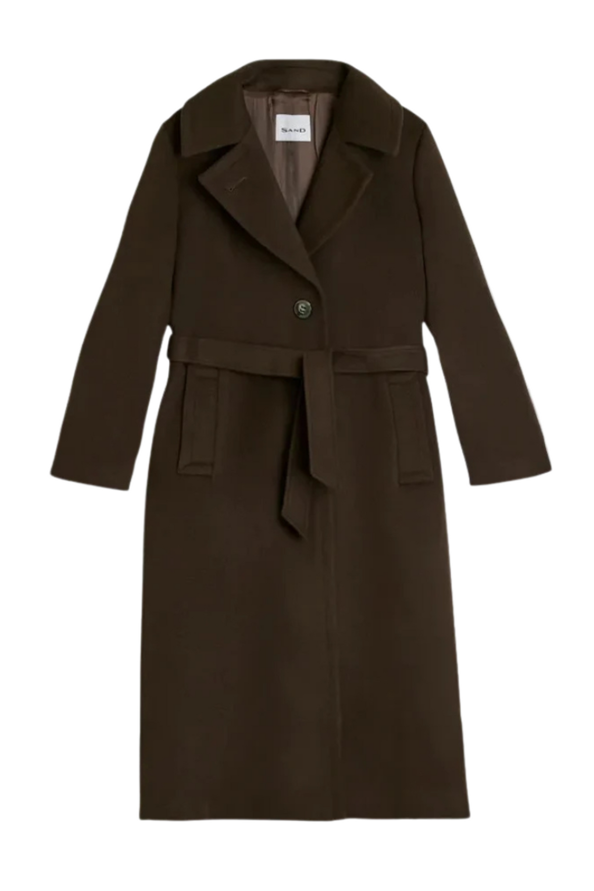 Cashmere Coat W Clareta Belt Long - Dark Brown
