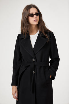 Cashmere Coat W Clareta Long - Ebony Black