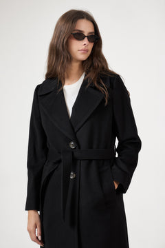 Cashmere Coat W Clareta Long - Ebony Black