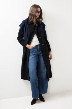 Cashmere Coat W Clareta Long - Ebony Black