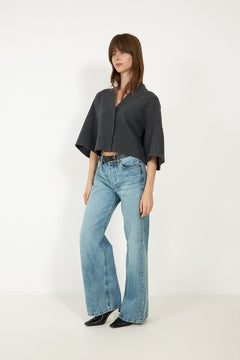 Short Wool Cardigan - Antracite Grey