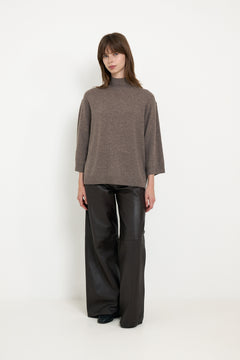 Tallyiw Monika Highneck - Chocolate Brown Melange