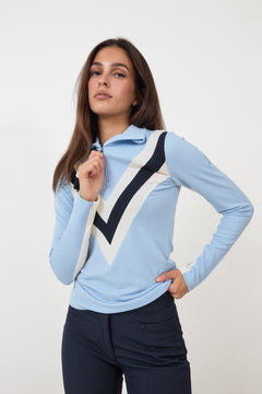Voss Chevron Zipup Women - Light Blue