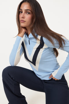 Voss Chevron Zipup Women - Light Blue