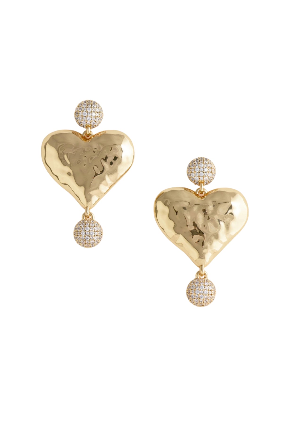 Mottled Gold Heart Crystal Earring - Gold