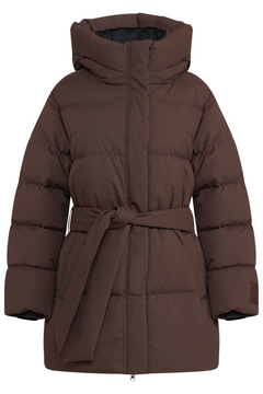 Sonja Down Belt Jacket - Dark Brown