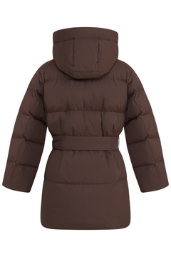 Sonja Down Belt Jacket - Dark Brown