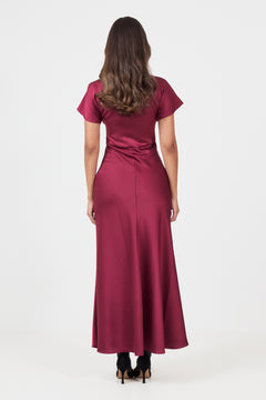 Kristin Satin Maxi Dress - Bordeaux