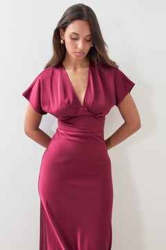 Kristin Satin Maxi Dress - Bordeaux