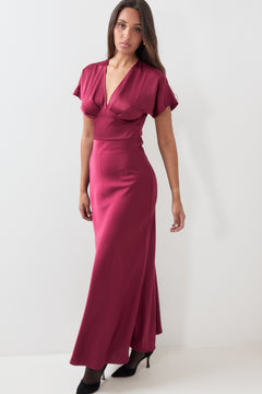 Kristin Satin Maxi Dress - Bordeaux