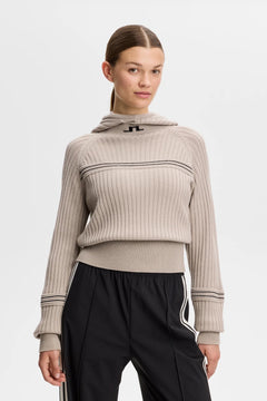Hilda Knitted Rib Hoodie - Moonbeam