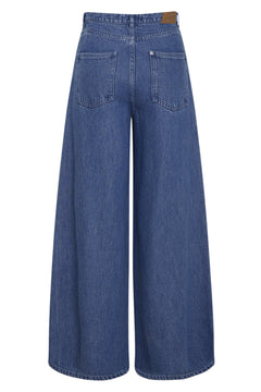 Ago Rue Wide Pants Long - Mid Blue Wash