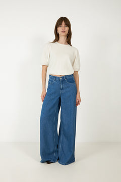 Ago Rue Wide Pants Long - Mid Blue Wash