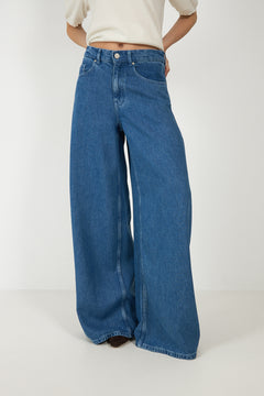 Ago Rue Wide Pants Long - Mid Blue Wash