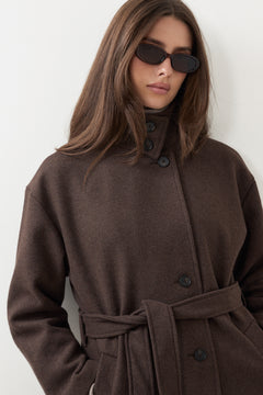 Keola Secilia Wool Coat - Hot Fudge