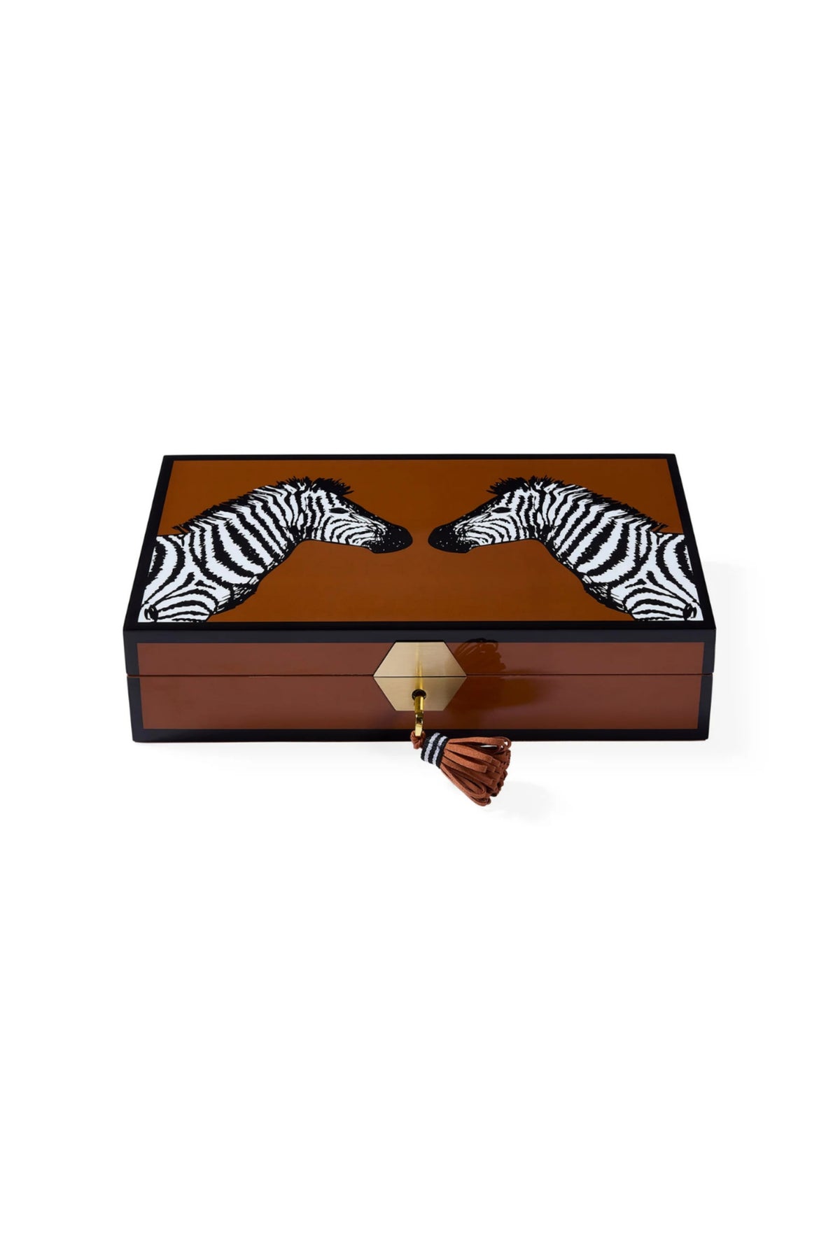 Zebra Lacquer Jewelry Box - Brown