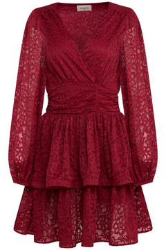 Jade Wave Lace Dress - Red