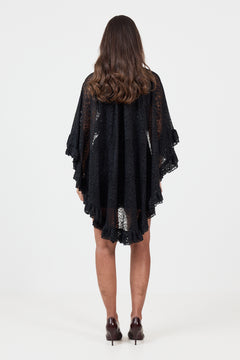 Aurelina Lace Cape Dress - Black