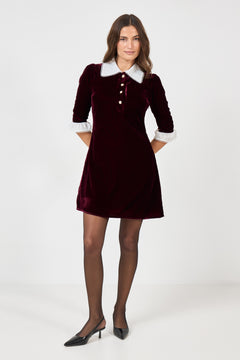 Tora Velvet Mini Dress - Bordeaux