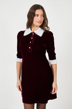 Tora Velvet Mini Dress - Bordeaux