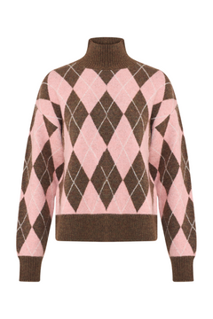 Eve Wool Argyle Sweater - Pink