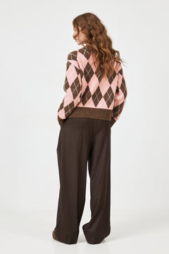 Eve Wool Argyle Sweater - Pink