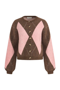 Catherine Wool Argyle Cardigan - Brown