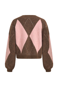 Catherine Wool Argyle Cardigan - Brown